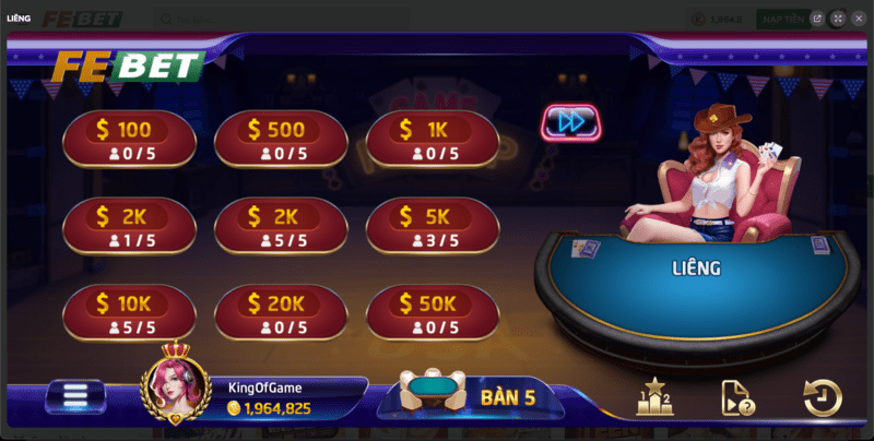 Sảnh Game Bài Liêng FEBET