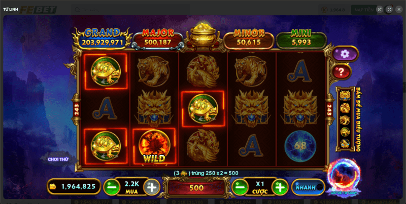 Giao diện game nổ hũ Tứ Linh FEBET