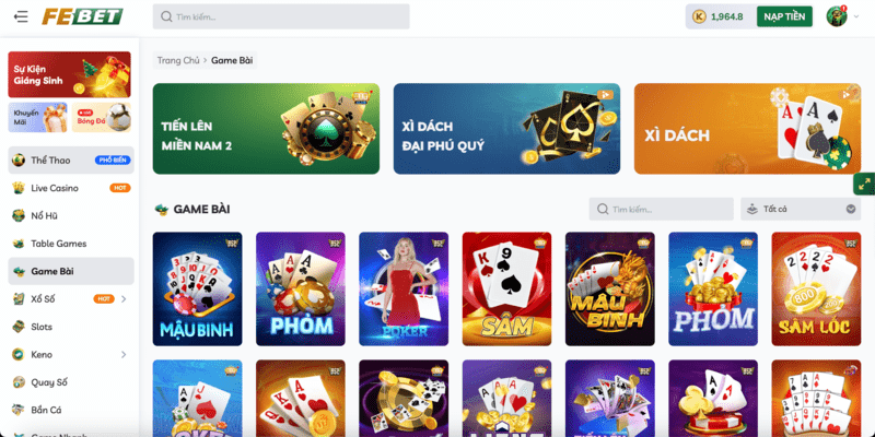Sảnh Game Bài FEBET