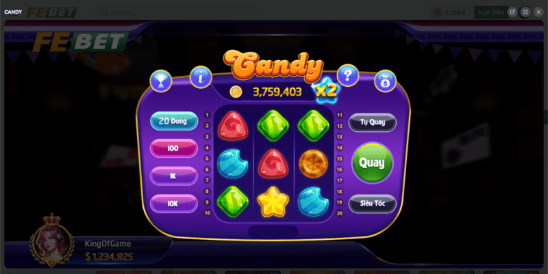Giao diện slot games candy FEBET